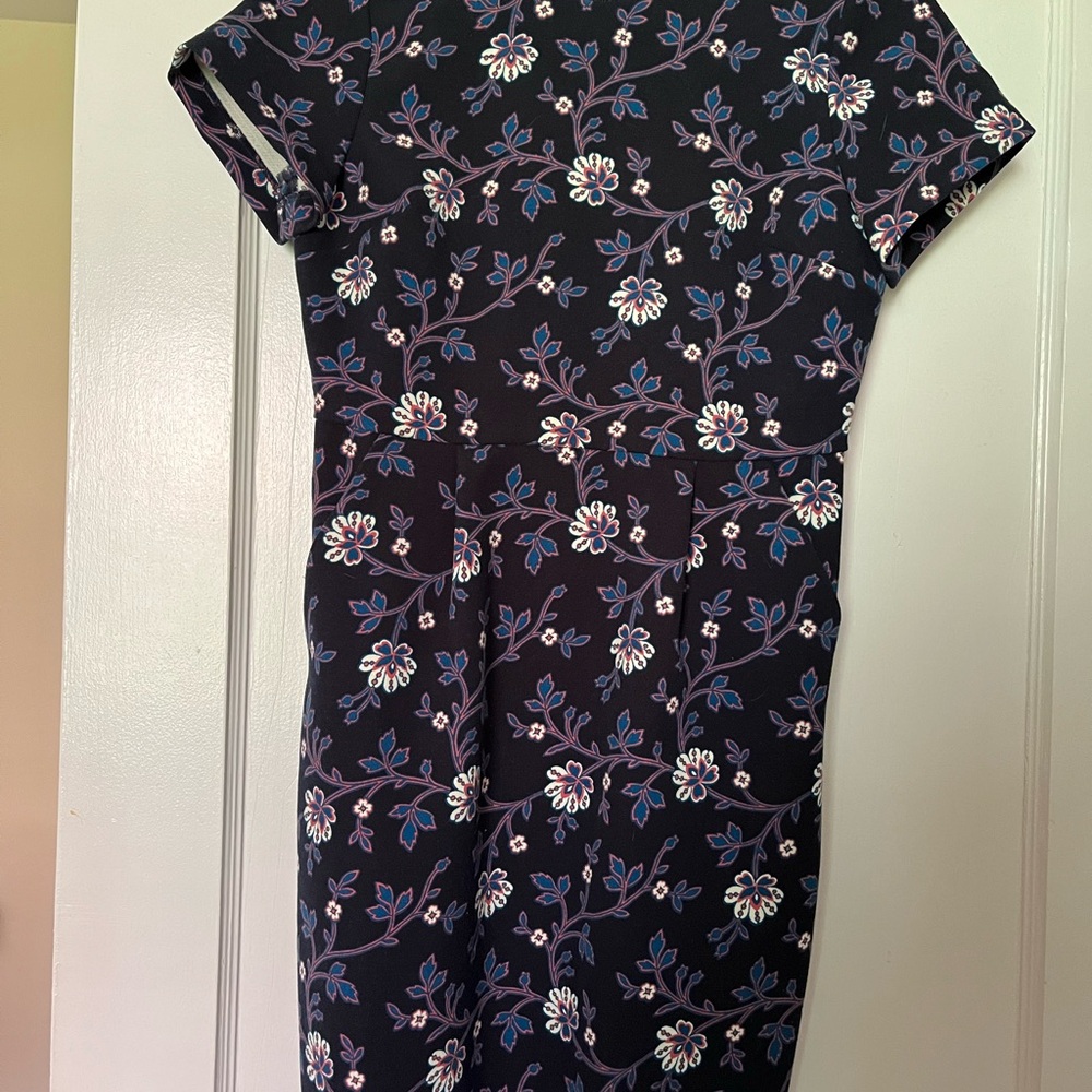LOFT Navy Floral Bubble Dress